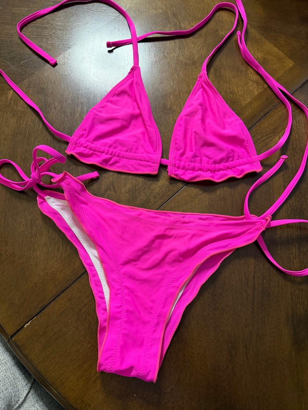 Hot pink triangle top bikini set  size small